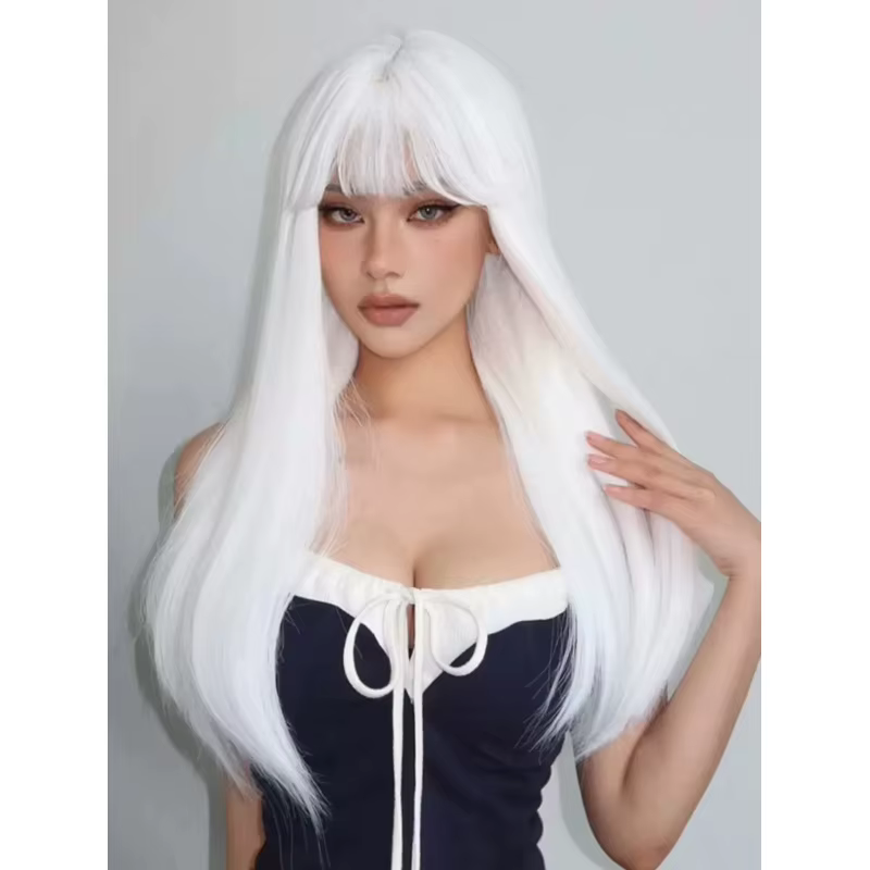 Perruque synthétique longue et lisse pour femme