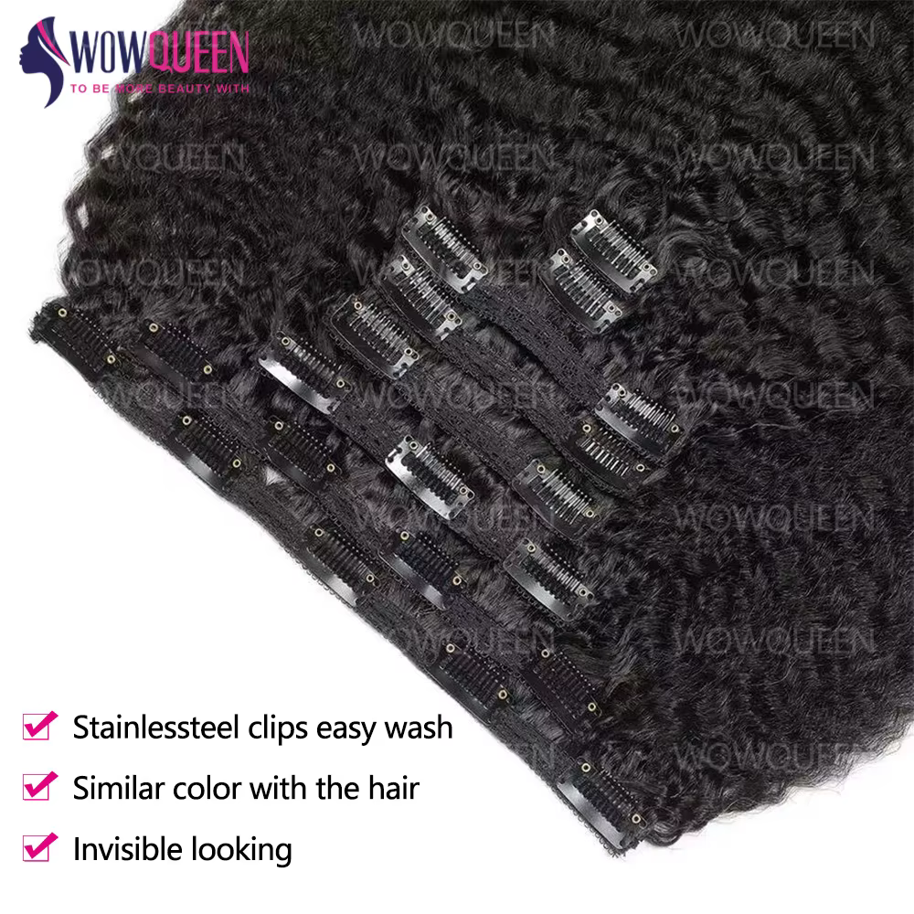 Extensions de cheveux humains bouclés afro crépus à clipser