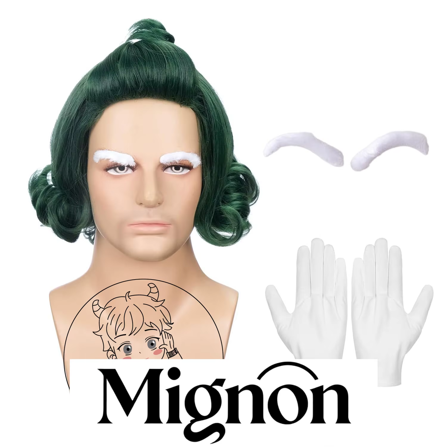 Willy Wonka & the Chocolate Factory Oompa Loompa Cosplay perruque Happy Candy House Halloween vert cheveux bouclés