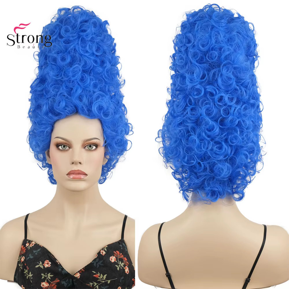 Marge Simpson Cosplay perruque Anime femmes bleu synthétique