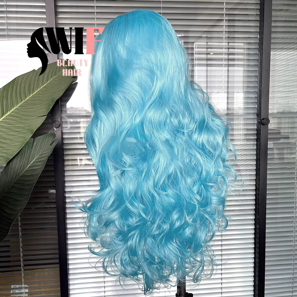 WIF – perruque synthétique ondulée bleue