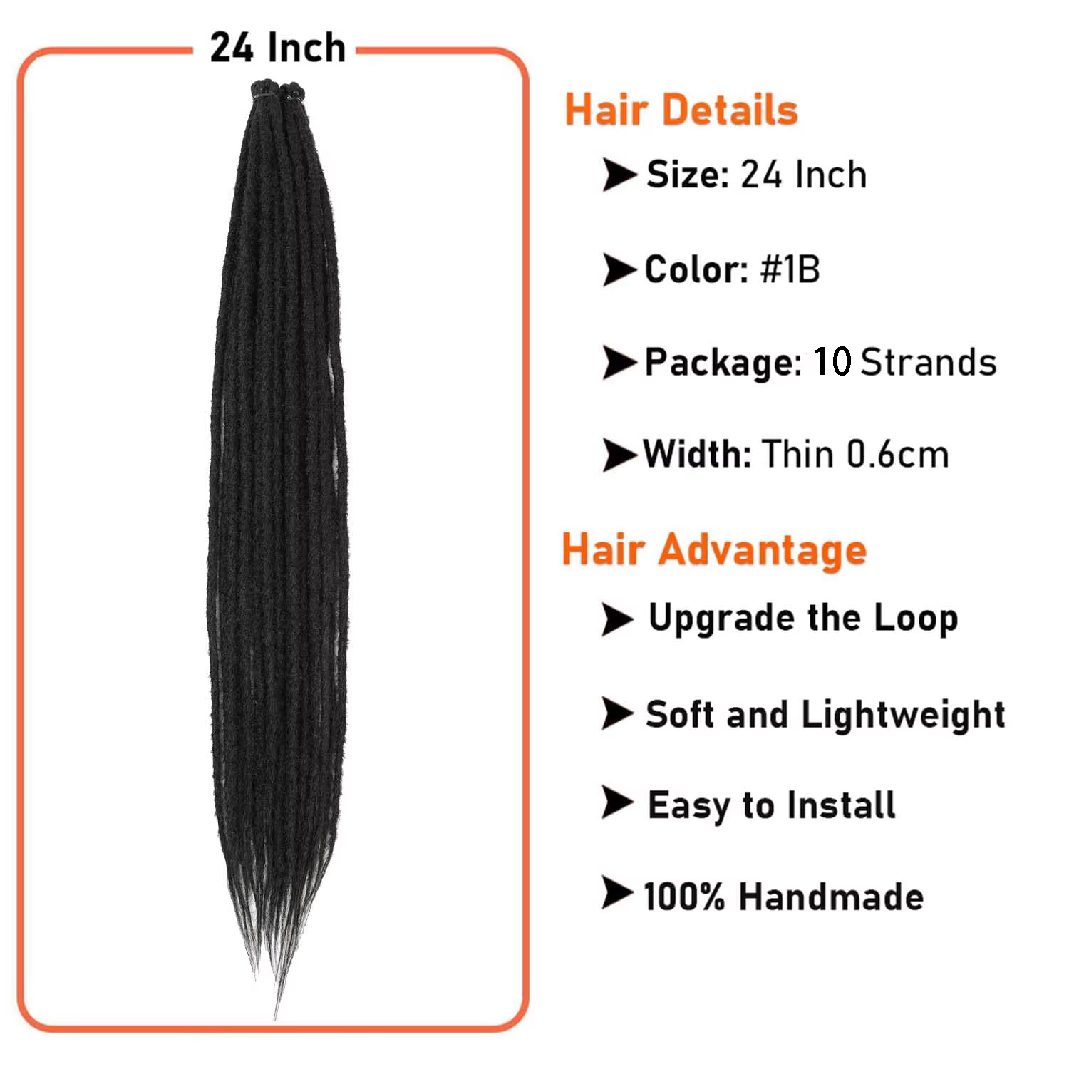 Extensions de dreadlocks synthétiques de 24 pouces