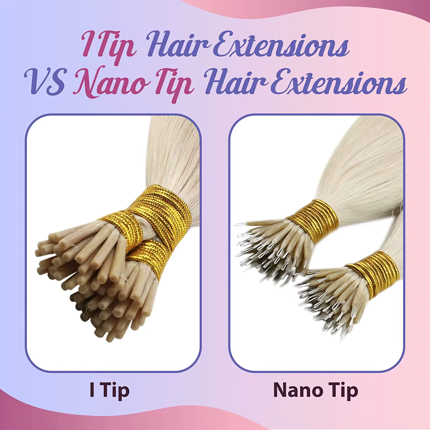 VeSunny-Extensions de Cheveux Naturels Lisses Blonds I-Tip