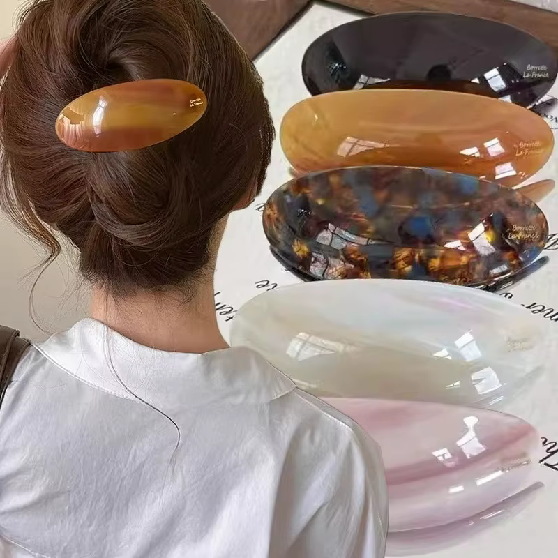 Pince à cheveux ovale vintage coréenne en acétate pour femmes et filles