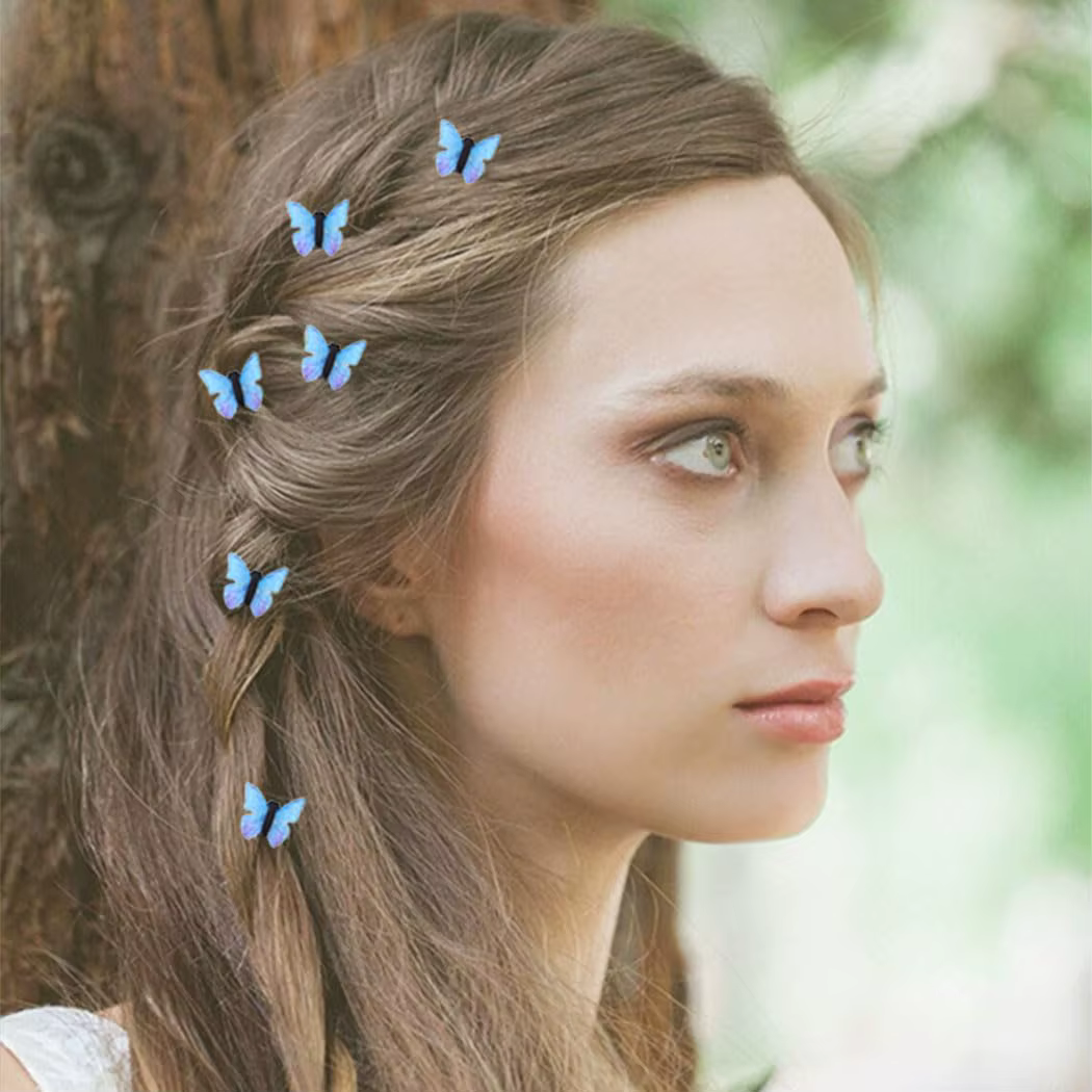 Pinces à cheveux papillon bleues