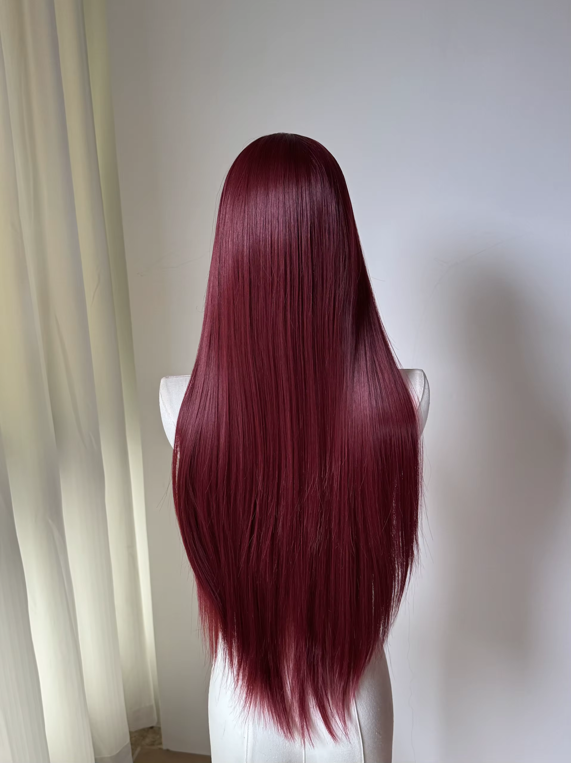 Perruque Lace Front Wig synthétique rouge vin pour femmes