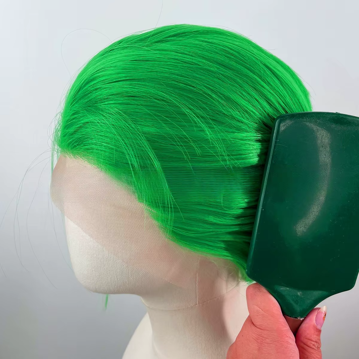 Perruque Bob Lace Front Wig synthétique courte vert clair