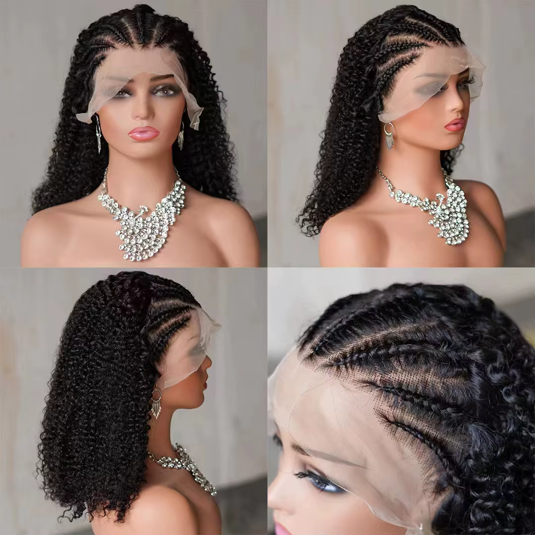 Perruque de cheveux humains tressés 13x4 perruques avant de dentelle