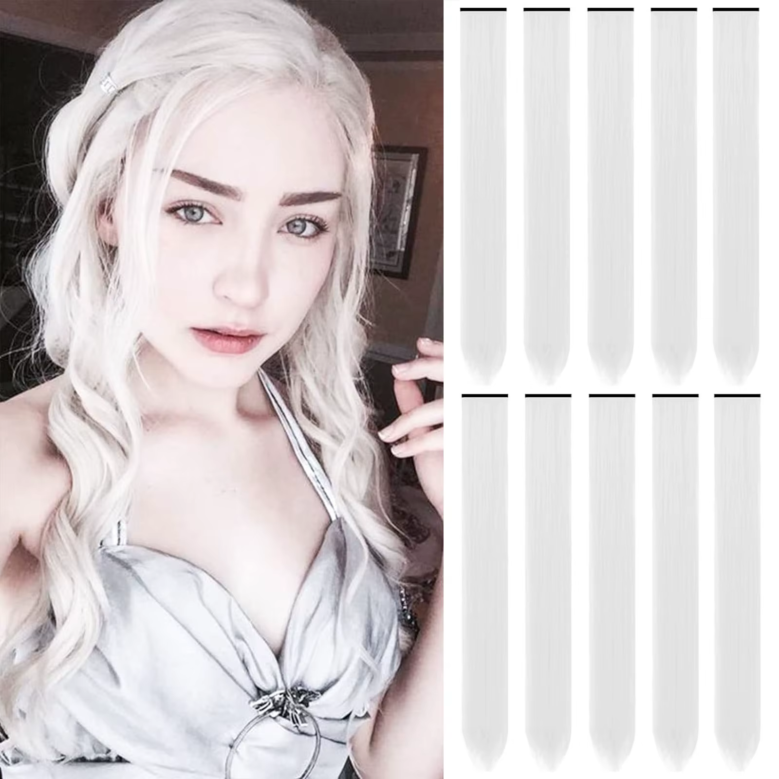 Extensions de cheveux synthétiques colorées à clips