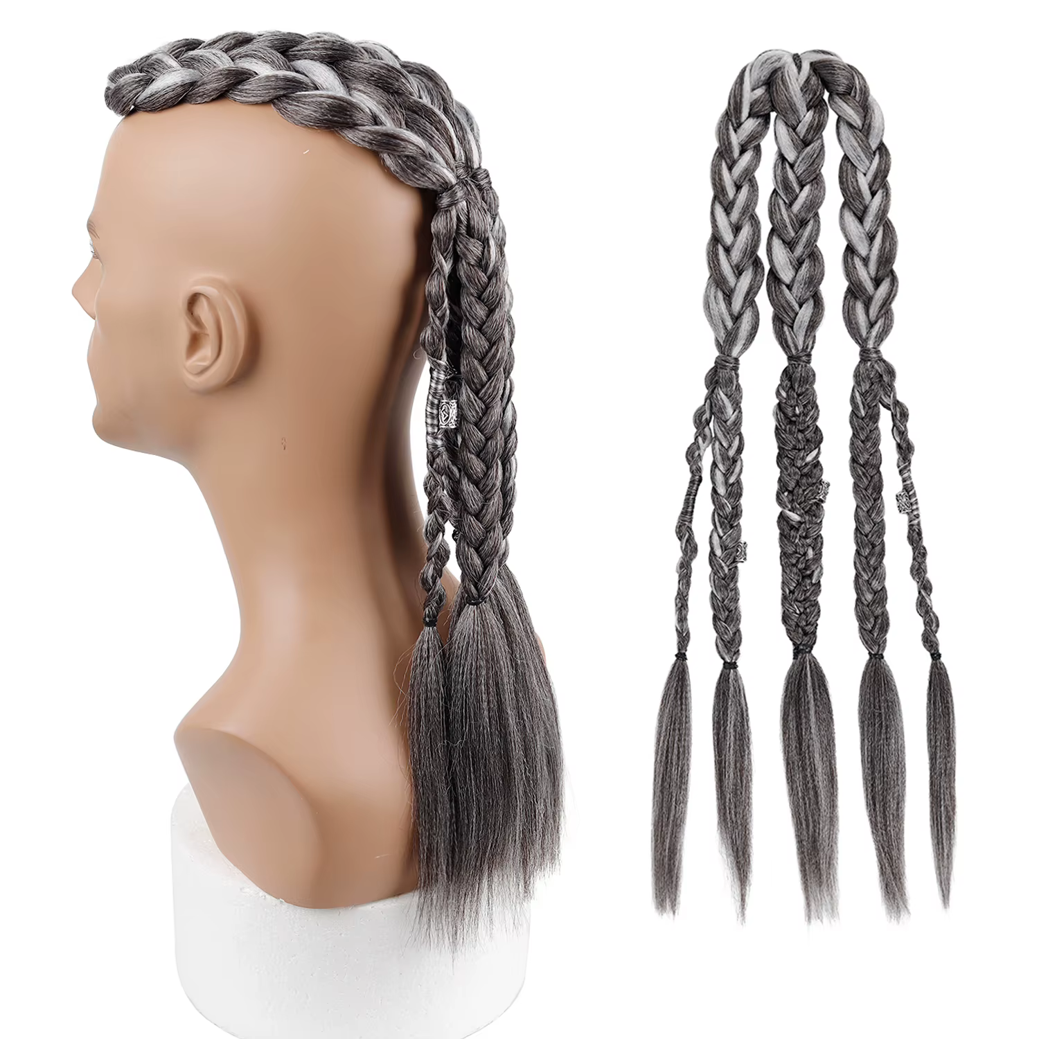 Perruque Mohawk Viking pour Homme avec 5 Tresses Épaisses