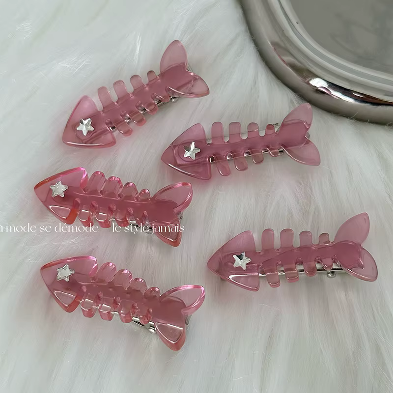 Y2K rose petit poisson barbe épingle à cheveux Style canard bouche pince Design sens Bang