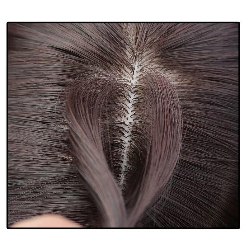 25 cm perruque pièce cheveux raides Toppers postiche anti-dérapant pince en femmes frange