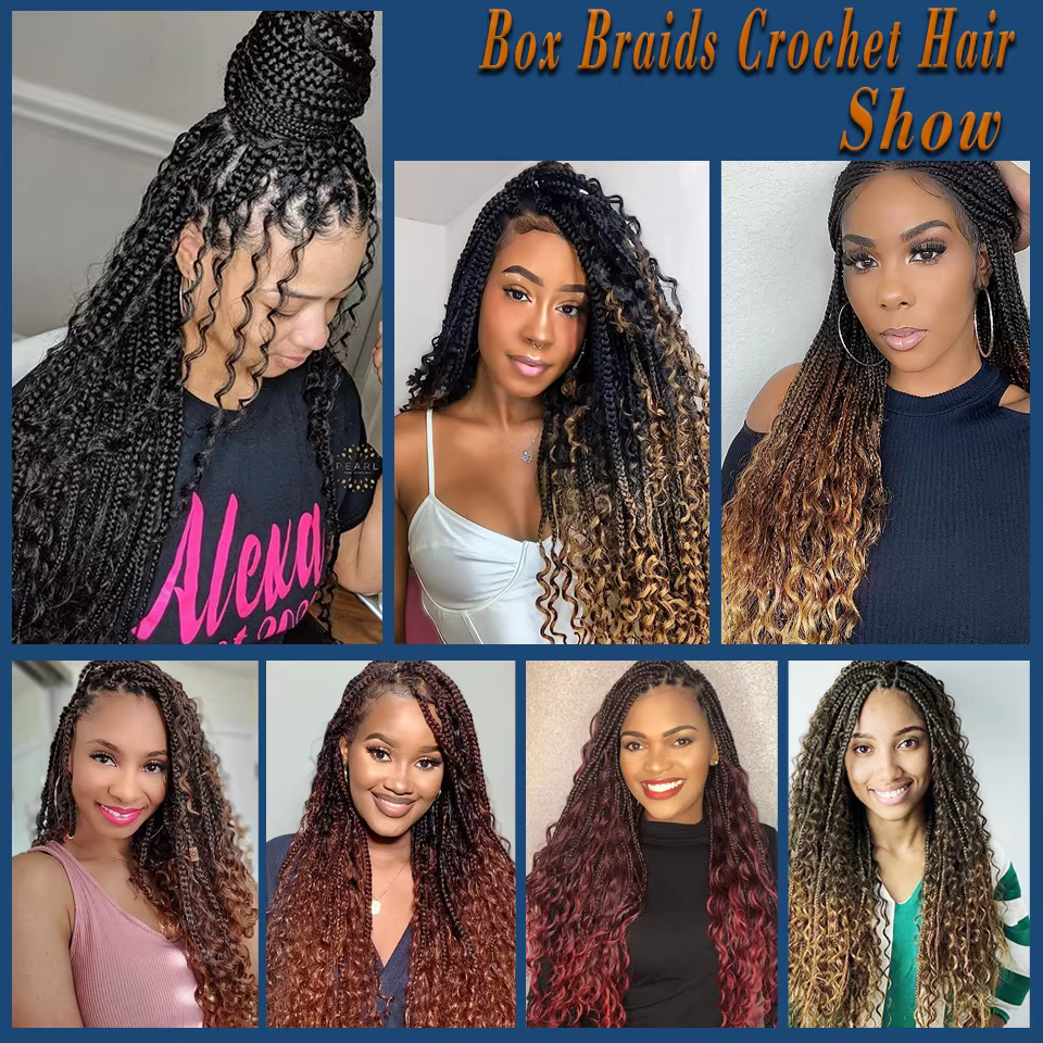 18 "Long Boho Tresses Extensions Déesse Trancas Boîte Tresses Crochet Cheveux Bohème Hippie Tresses Synthétique Crochet Tressage Cheveux