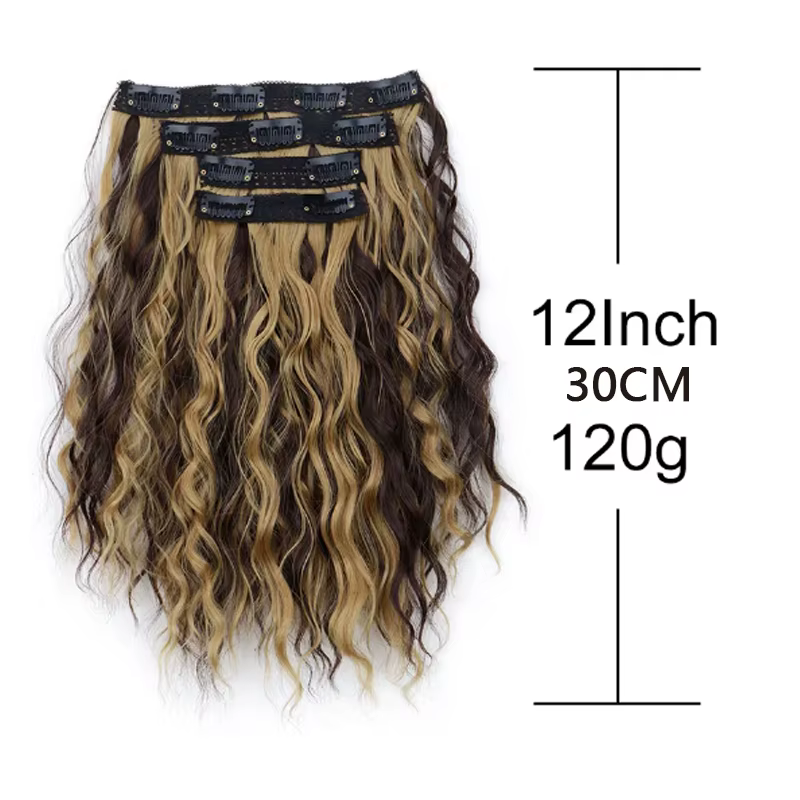 Ensemble d'extensions de cheveux synthétiques à clipser pour femmes et filles