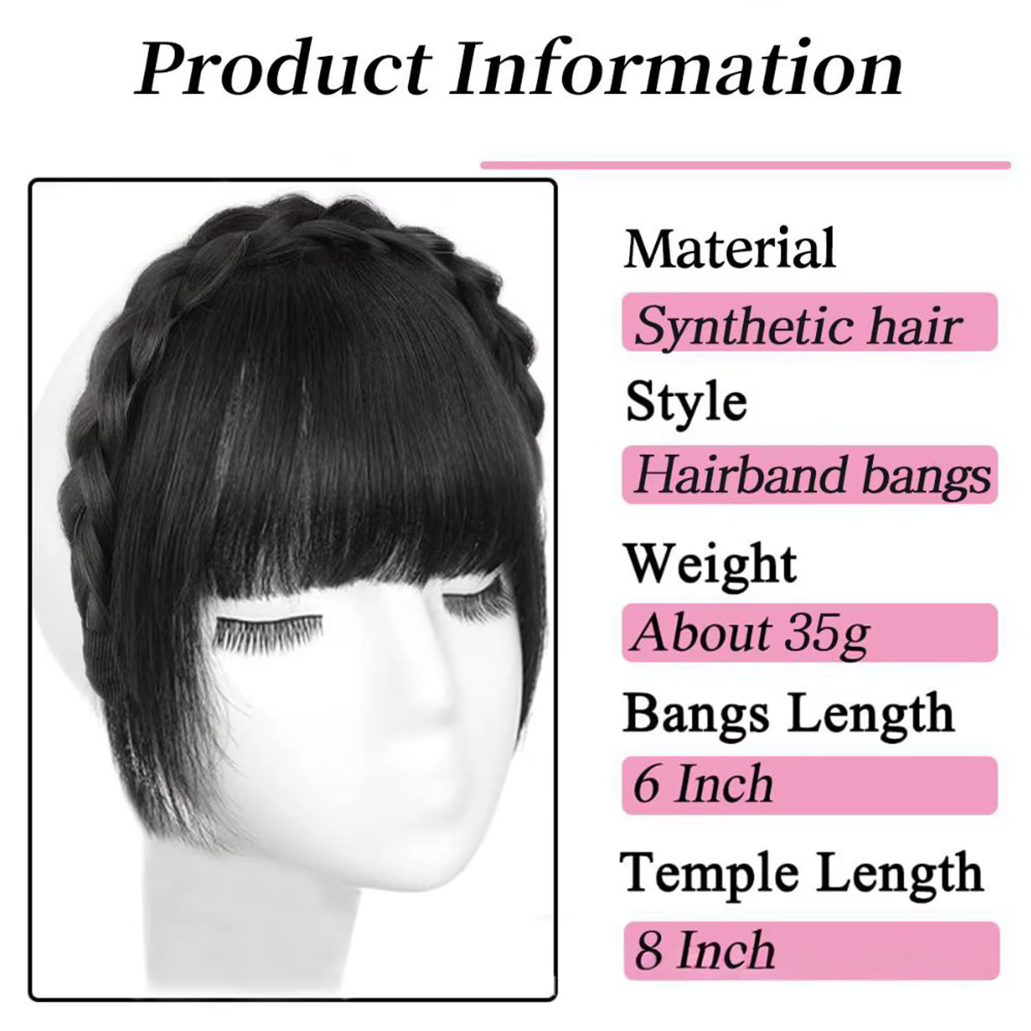 Frange de cheveux avec bandeau tressé