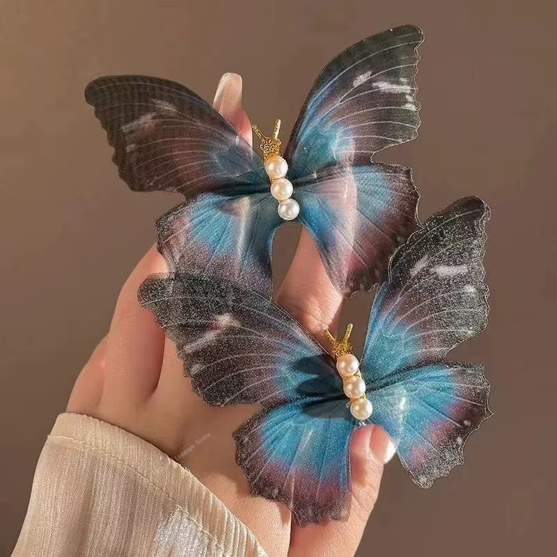 Pinces à cheveux rétro en dentelle papillon pour femmes