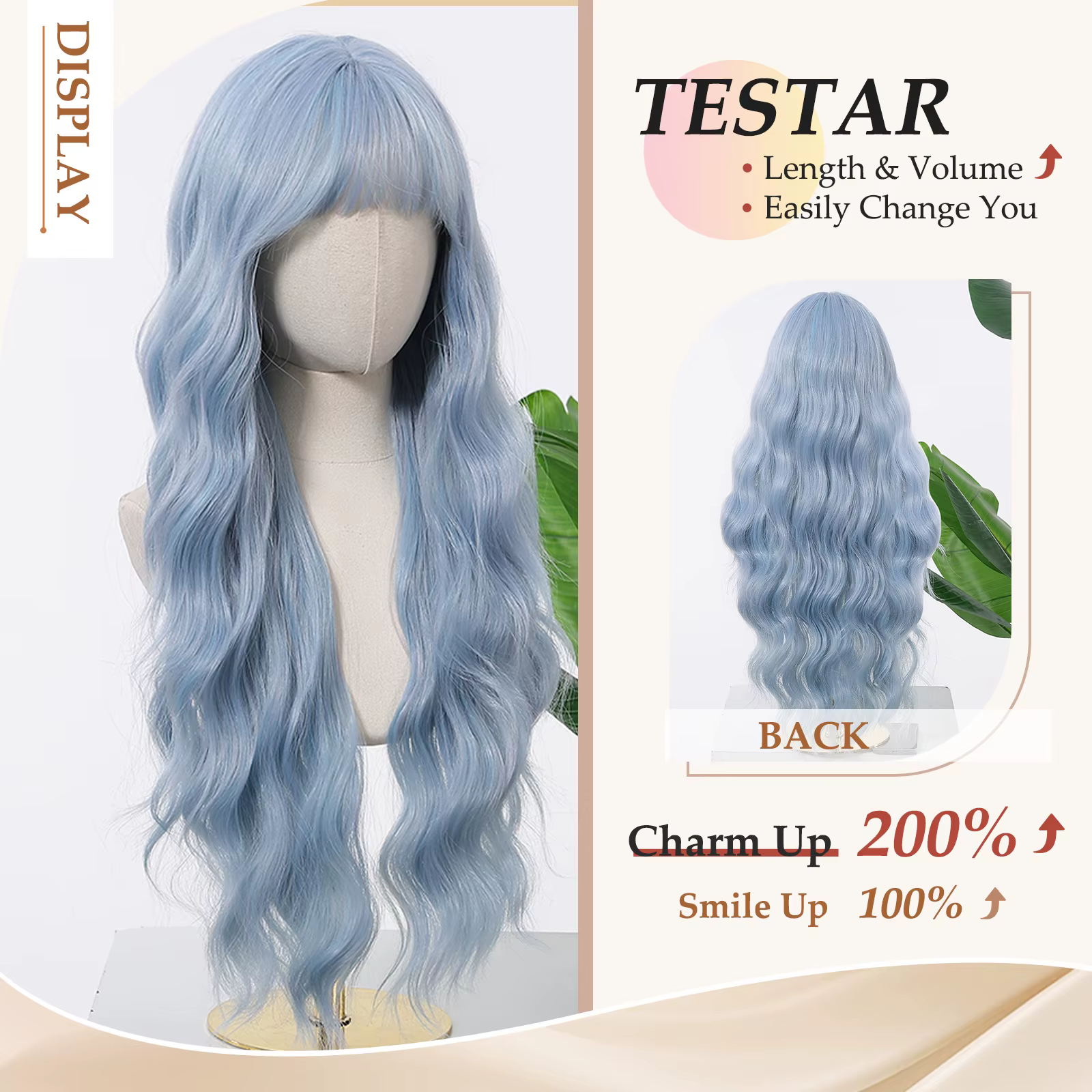 Allbell Magique perruque de cheveux bleus avec frange