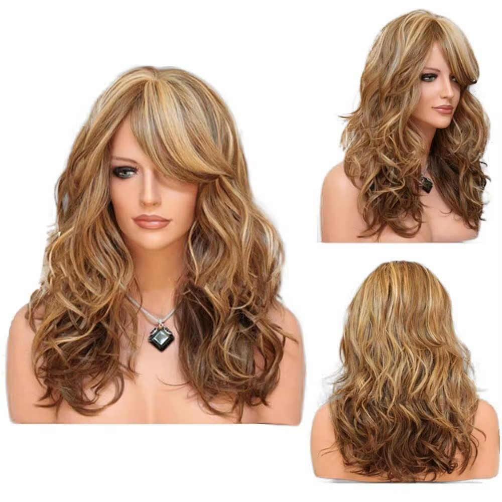 Perruques synthétiques longues bouclées blondes pour femmes