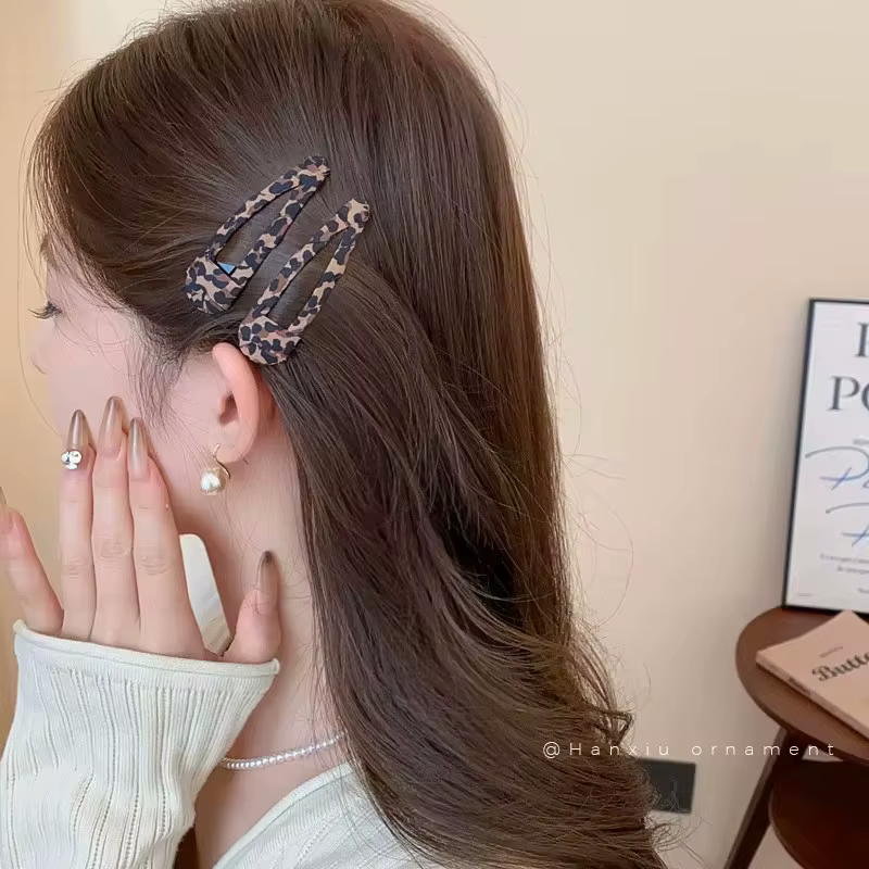8 pièces/ensemble pinces à cheveux imprimé léopard pour femmes filles Vintage géométrique étoile BB Clips frange