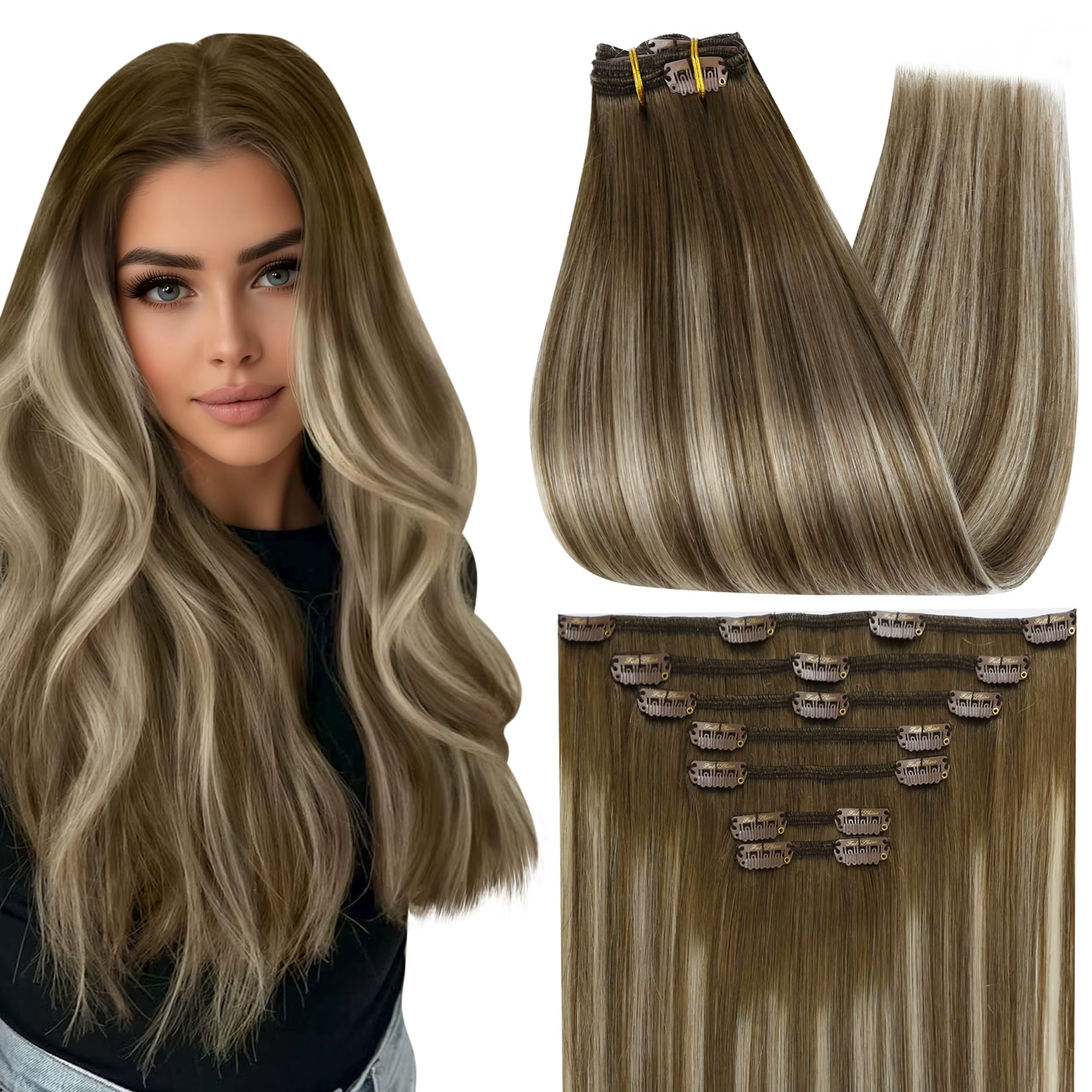 Extensions de cheveux humains à clips