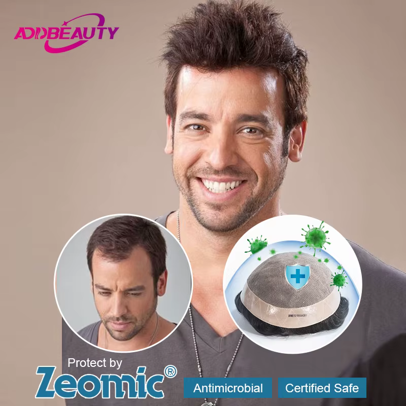 Toupet pour hommes protégé par Zeomic Fine Mono NPU Base perruques de cheveux humains indiens prothèse capillaire