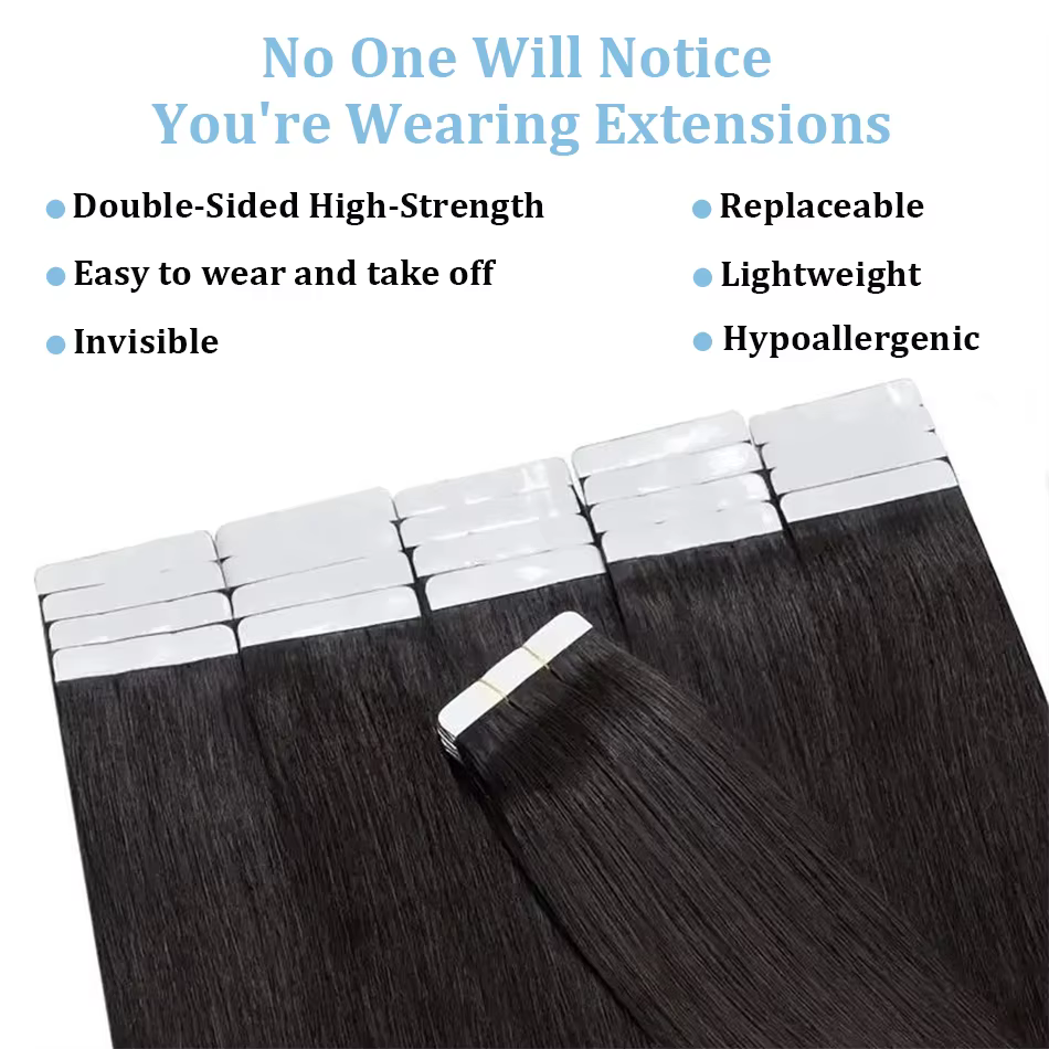 Extensions de Cheveux Humains Raides Naturels 1B