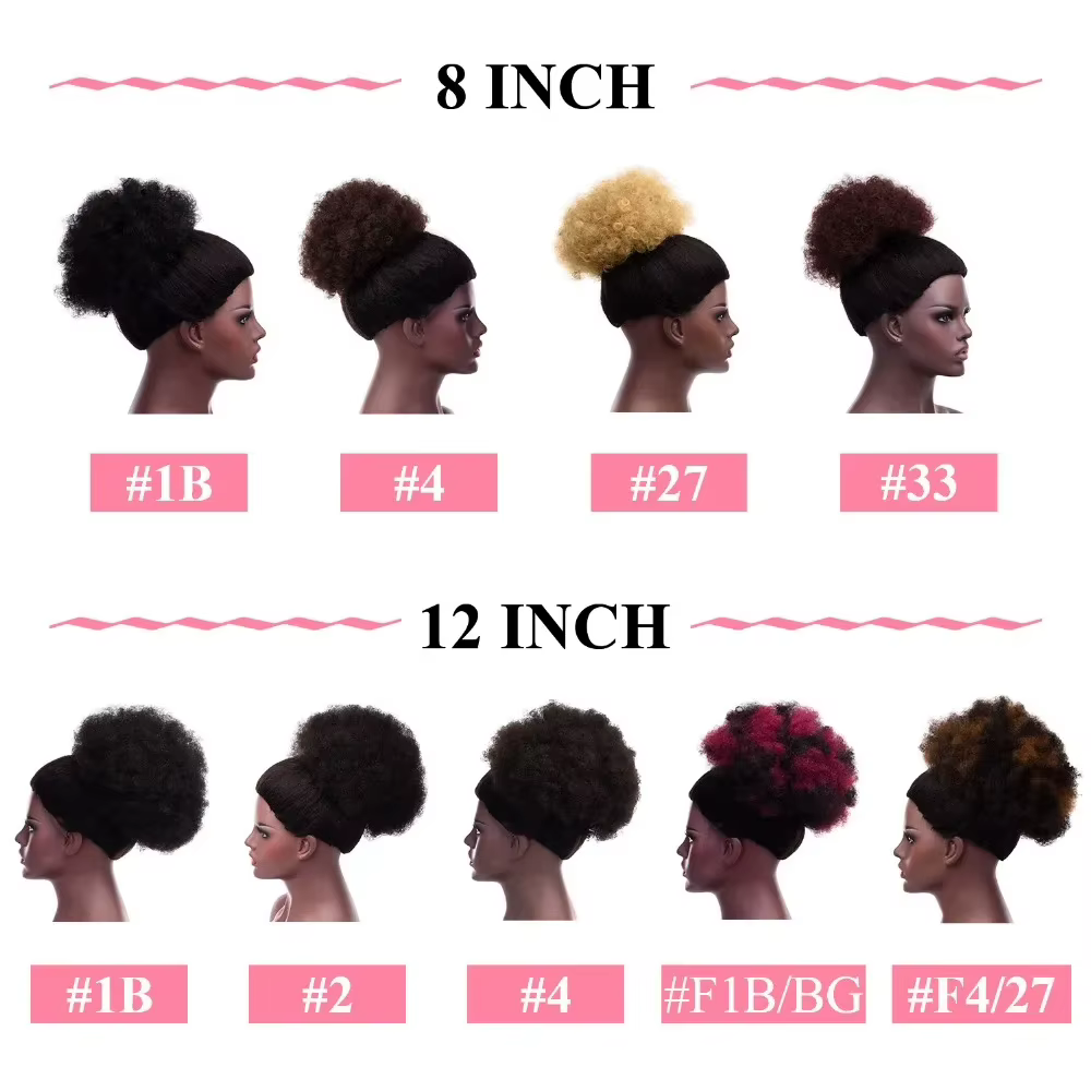Queue de cheval synthétique Afro Puff pour femmes noires