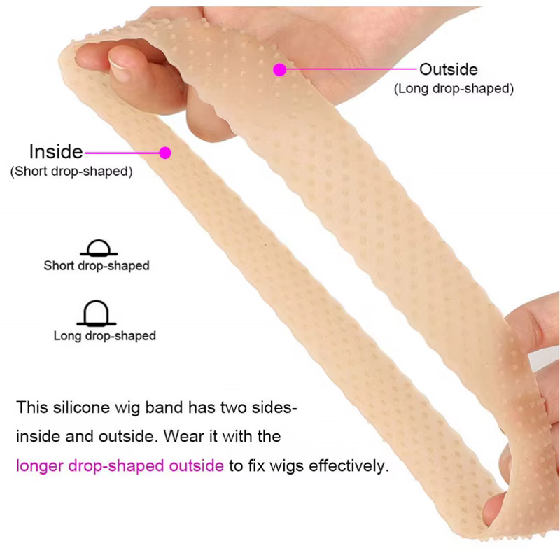 Bande de poignée de perruque en silicone réglable