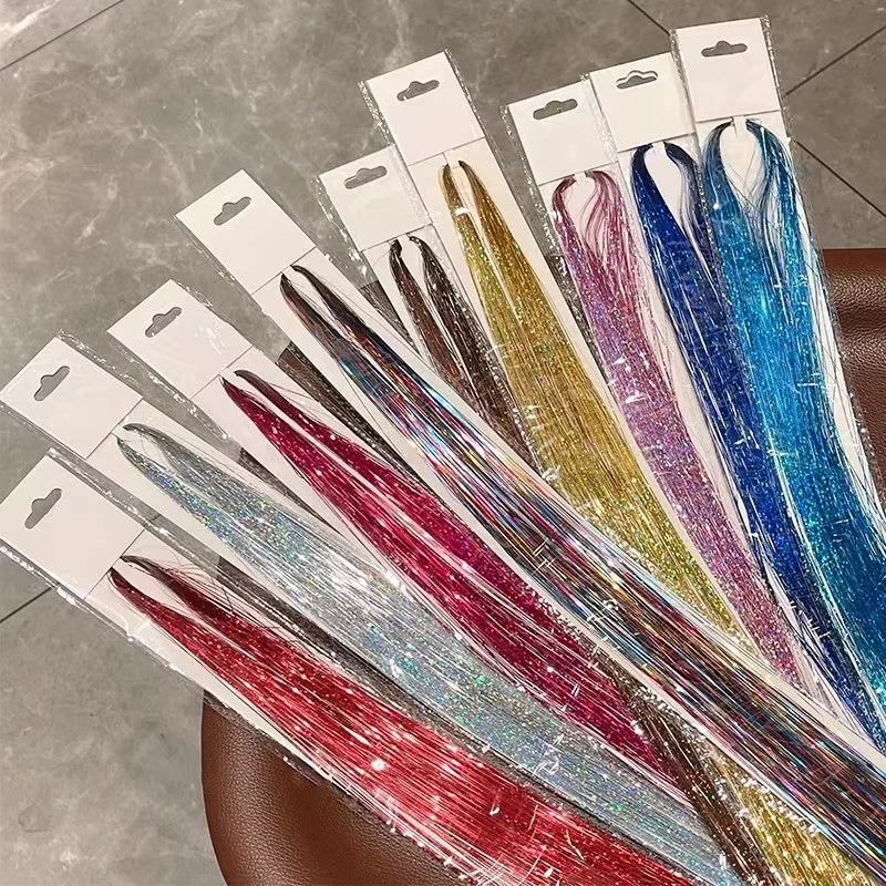 12 pièces Kit de guirlandes de cheveux synthétiques avec outil 1200 brins Extensions