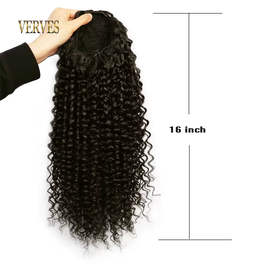 VERVES cordon synthétique bouffant queue de cheval Afro bouclés 16 pouces Extension de cheveux pince en Pontail