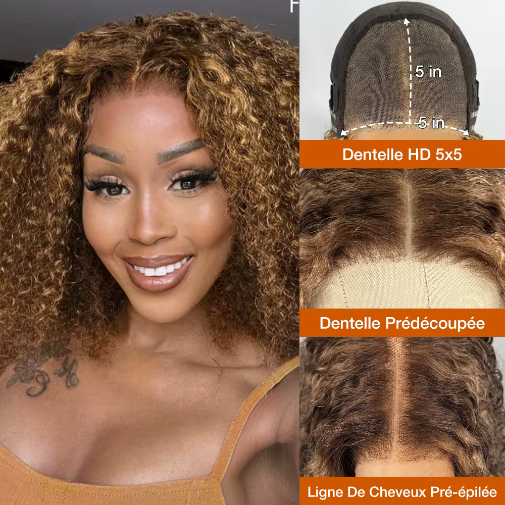 Perruque Bob Lace Front Wig naturelle sans colle