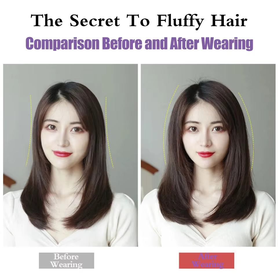 WIGSIN – postiche synthétique courte et lisse, 20cm/30cm, sans couture, partie en V, demi-perruque pour femmes, augmente le Volume des cheveux