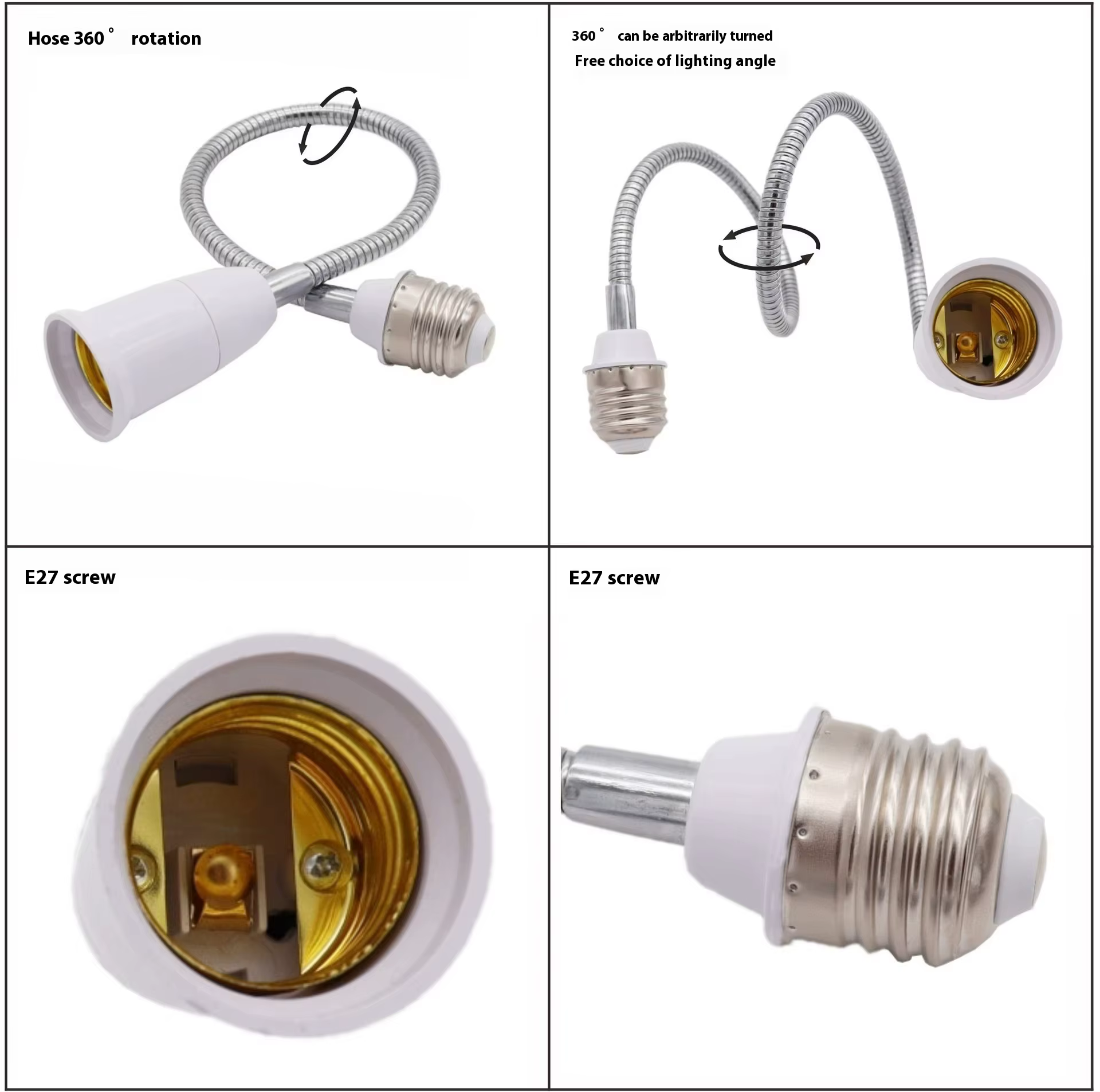 Prolongateur de douille d'ampoule, support de lampe à base rotative, convertisseur d'extension, 12 cm, 20 cm, 30 cm, 40 cm, 50cm