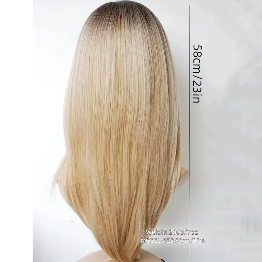 Perruques synthétiques longues blondes dorées pour femmes