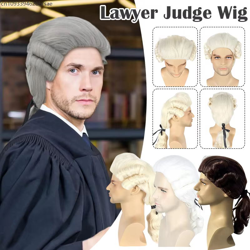 Perruque bouclée de Cosplay baroque pour avocat