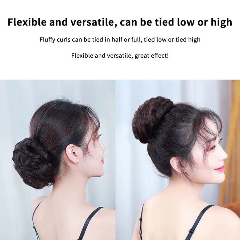 Chignon synthétique élégant et bouclé avec élastique
