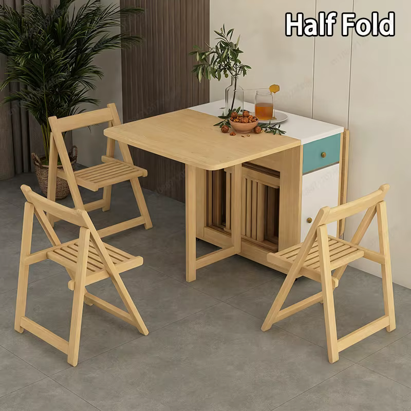 Table à manger pliable pour les petits foyers, ensemble combinable mobile, gain de place, table de 1,4 m avec 0, 2, 4 ou 6 chaises