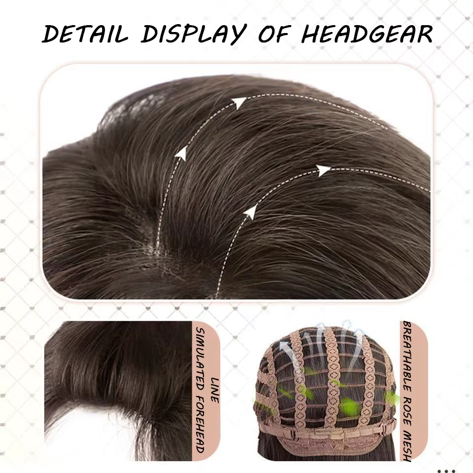 Perruque Lolita avec frange tête de méduse cheveux longs bouclés Fibers haute température
