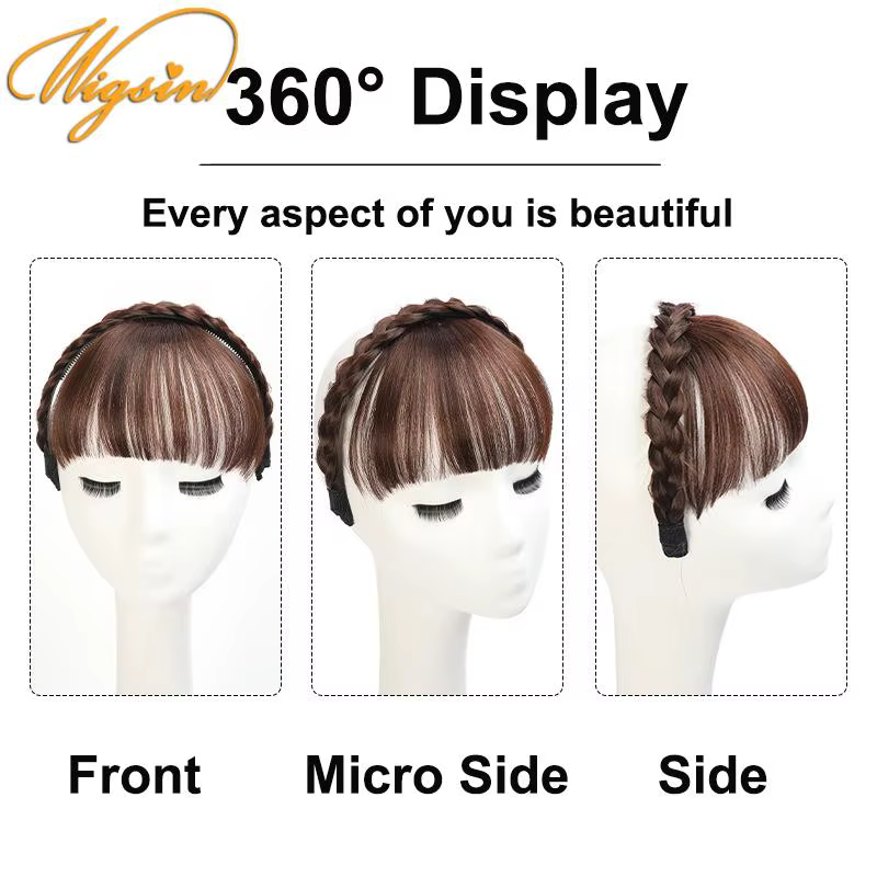 Nouveaux accessoires pour cheveux bandeau synthétique frange à Air perruques avec tresses résistance à la chaleur pince
