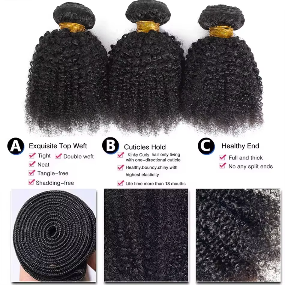 Extensions de Cheveux Humains Afro Crépus Bouclés