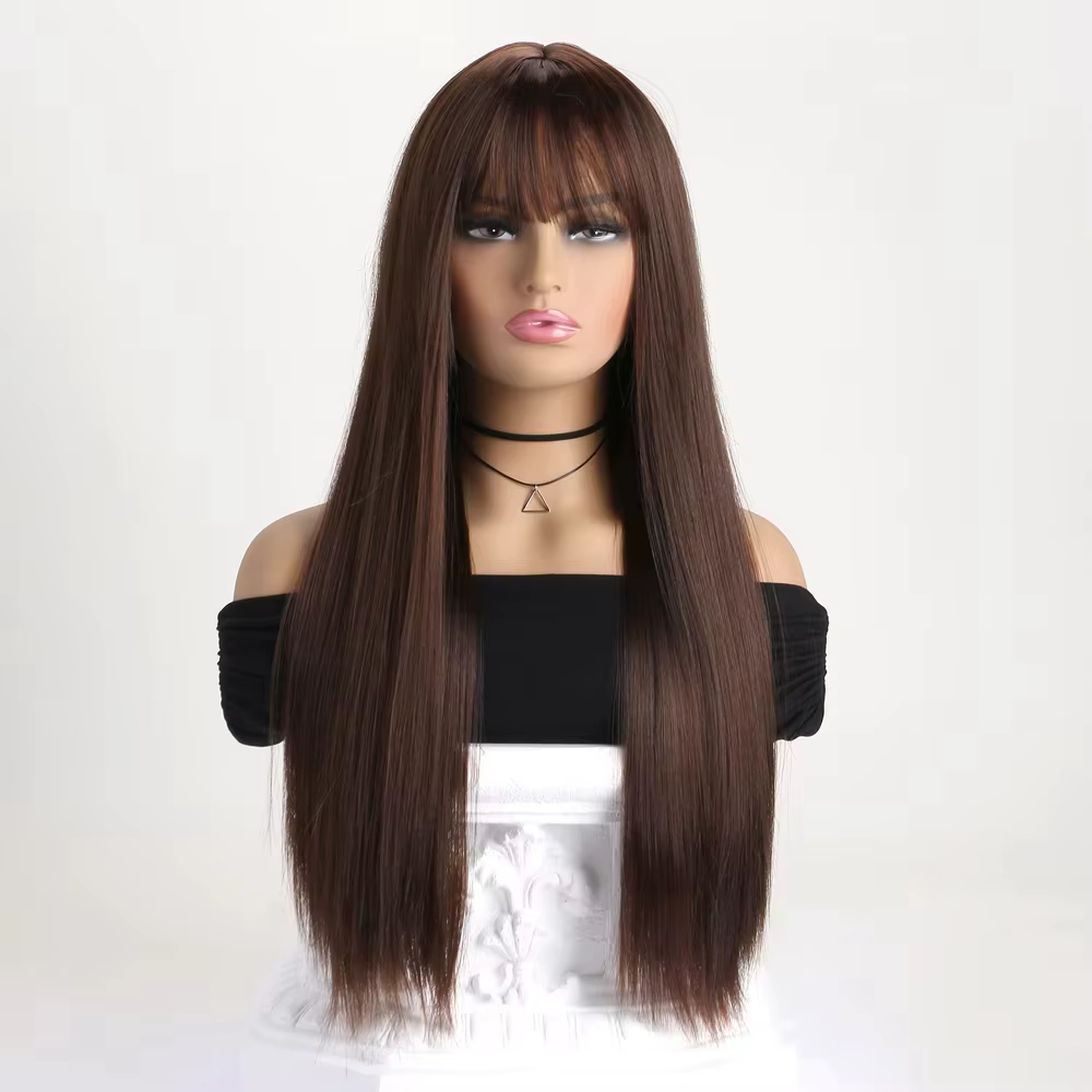 Perruque synthétique de 26 pouces la plus vendue pour cheveux longs et raides