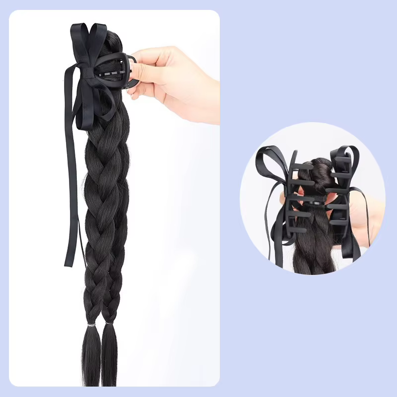 Perruque tressée queue de cheval, style doux et cool, torsades naturelles, longue tresse, pour femme, queue de cheval haute, tresse torsadée style boxe, pince à cheveux