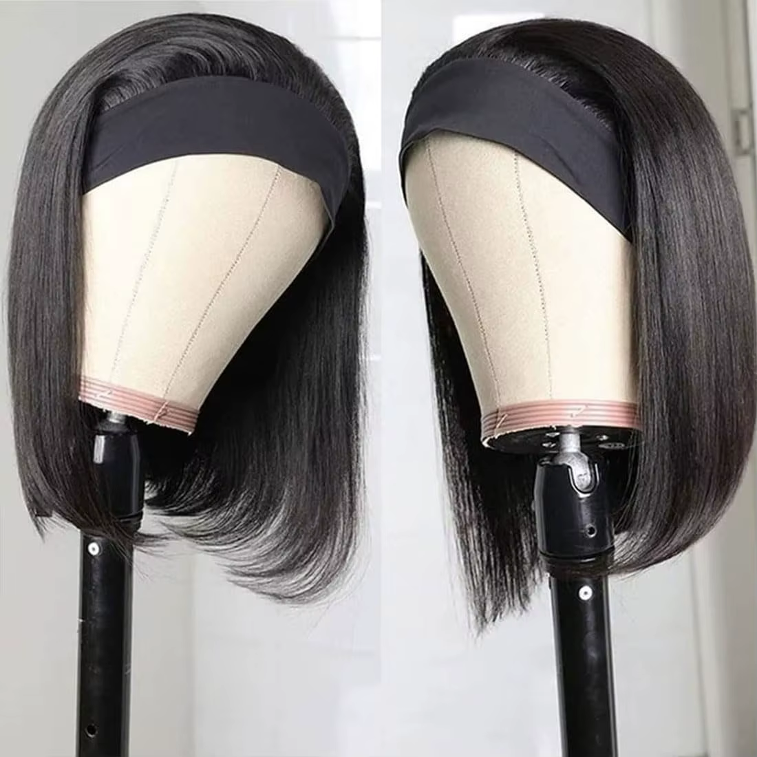 Perruques Bandeau Jupade 100% Cheveux Humains Lisses Sans Colle Bob Demi-Perruques