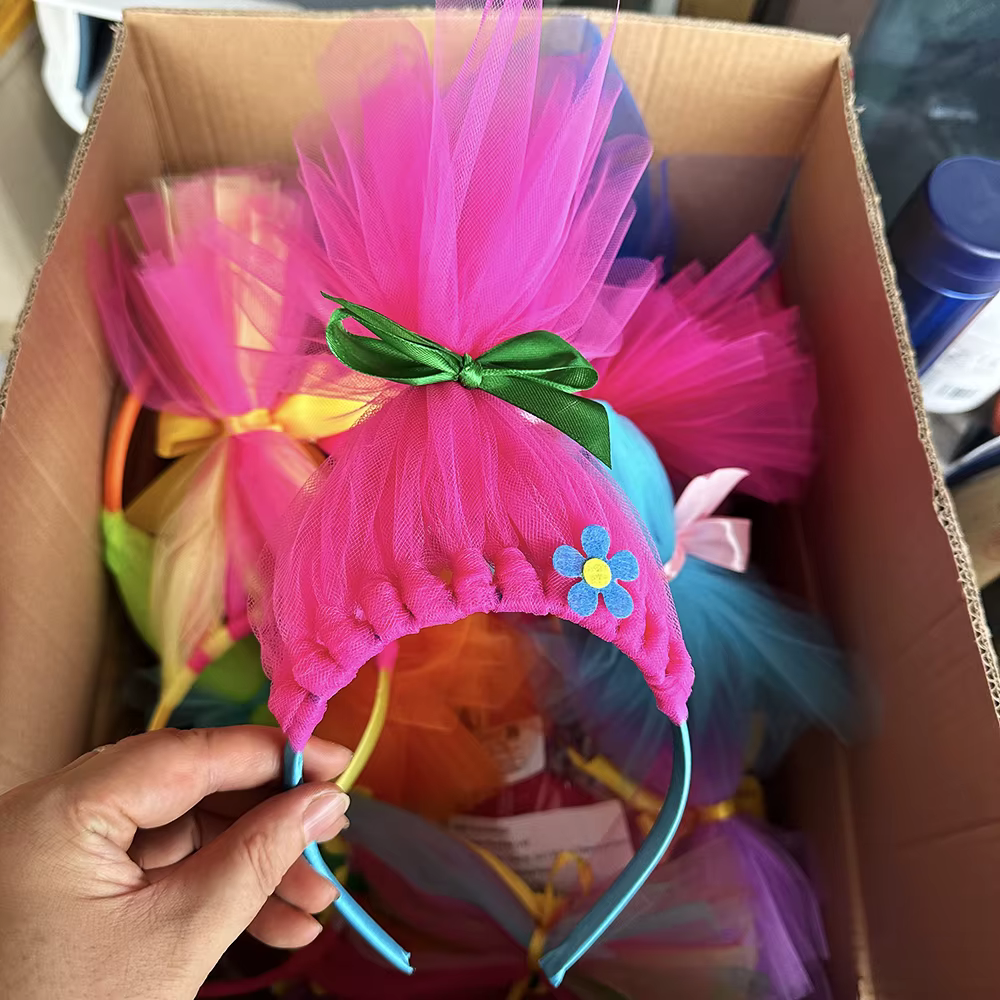 Accessoires de cheveux pour fête de princesse Poppy des Trolls