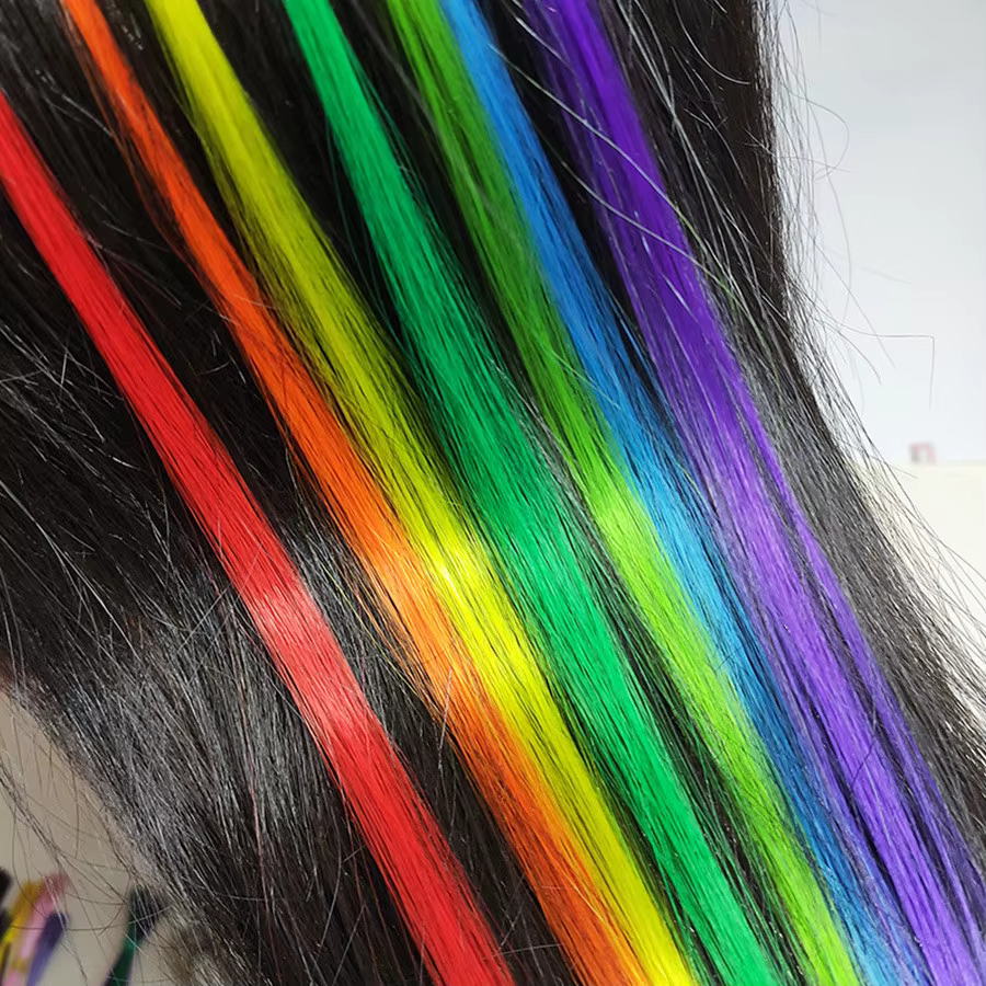 Teinture capillaire synthétique arc-en-ciel faux Extensions de cheveux colorés Kanekalon i-tip kératine Fusion pour