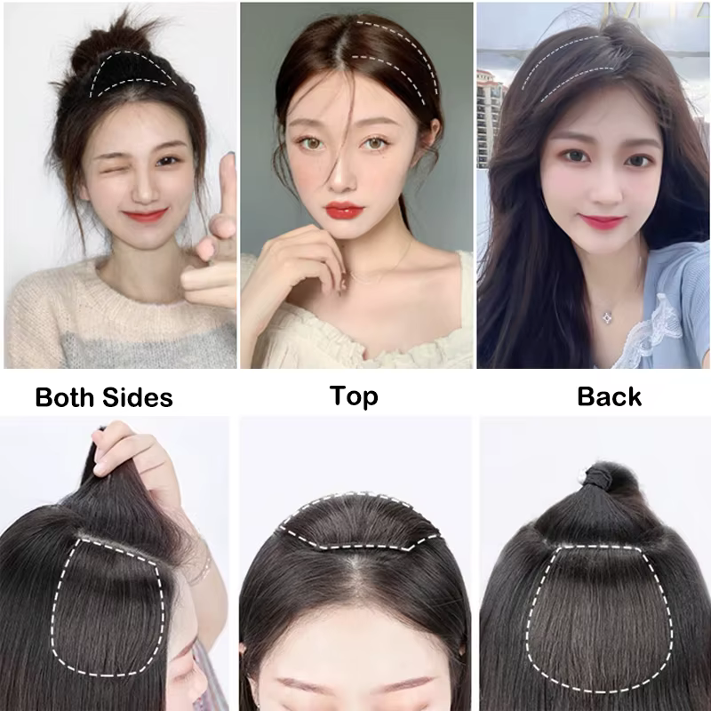 Extension capillaire synthétique courte et lisse, 10cm, doublure de cheveux Invisible, couverture latérale supérieure, postiche pour femmes