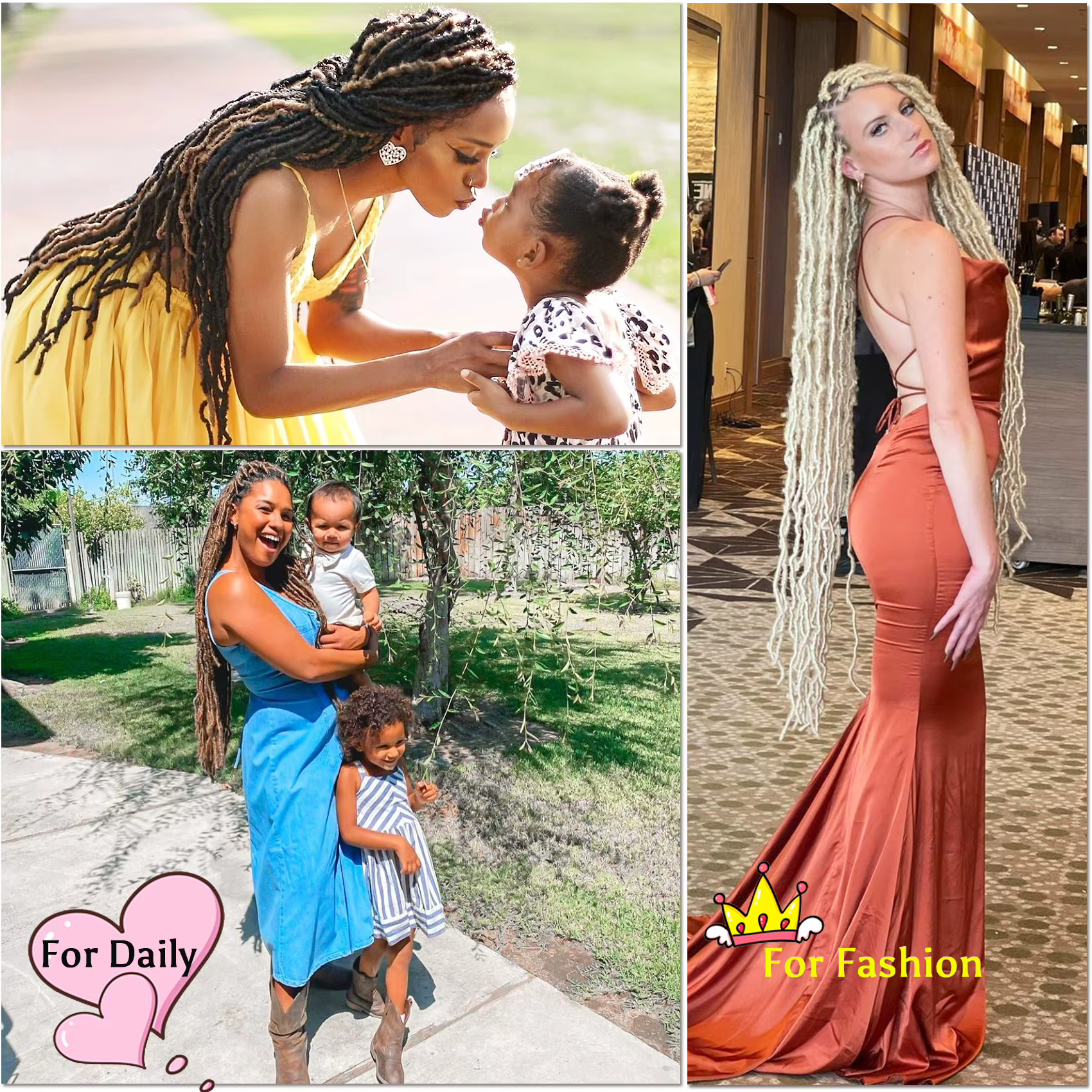 Karida 36 pouces Faux Locs Crochet Extensions de cheveux pour les femmes synthétiques doux