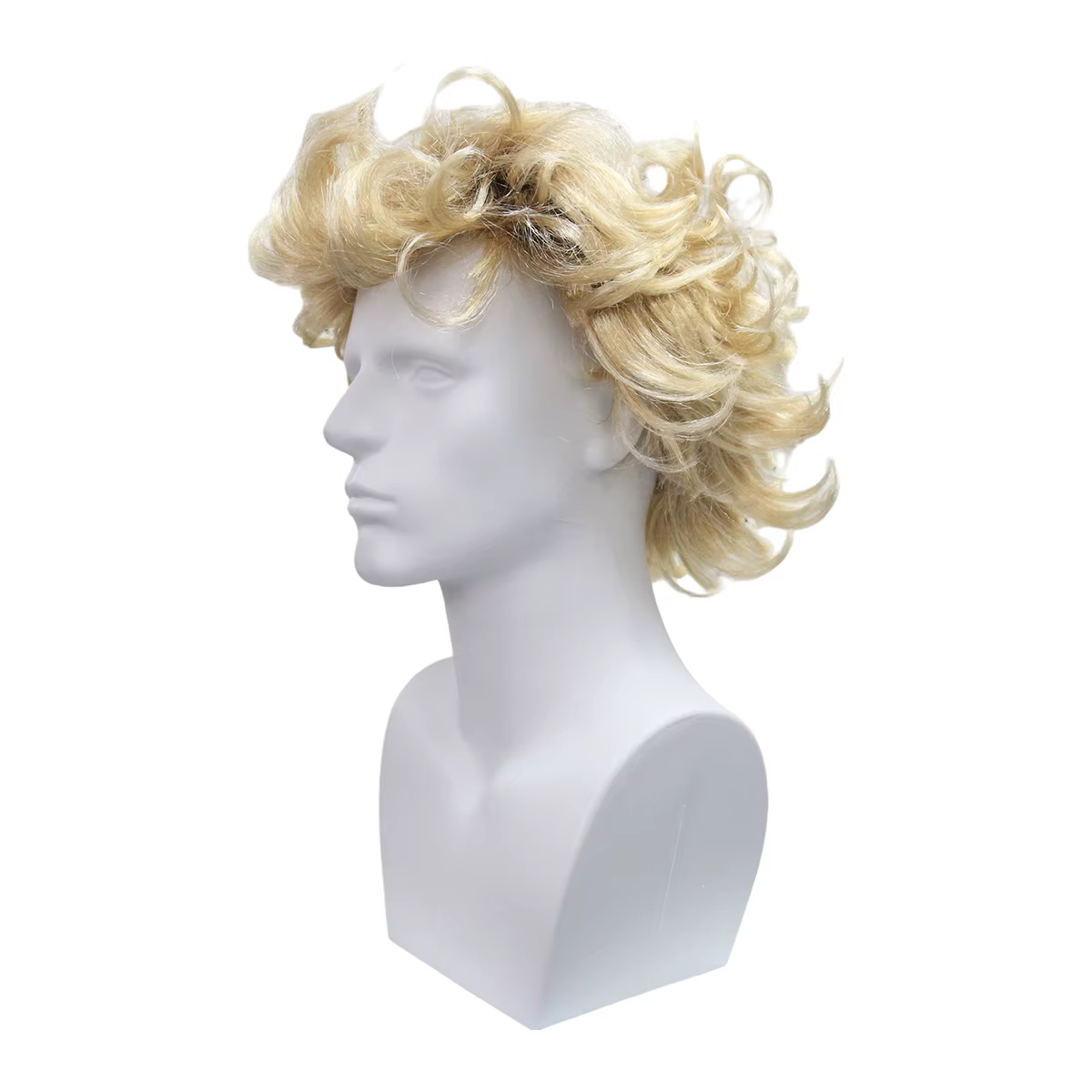 Perruque synthétique courte bouclée et désordonnée blonde