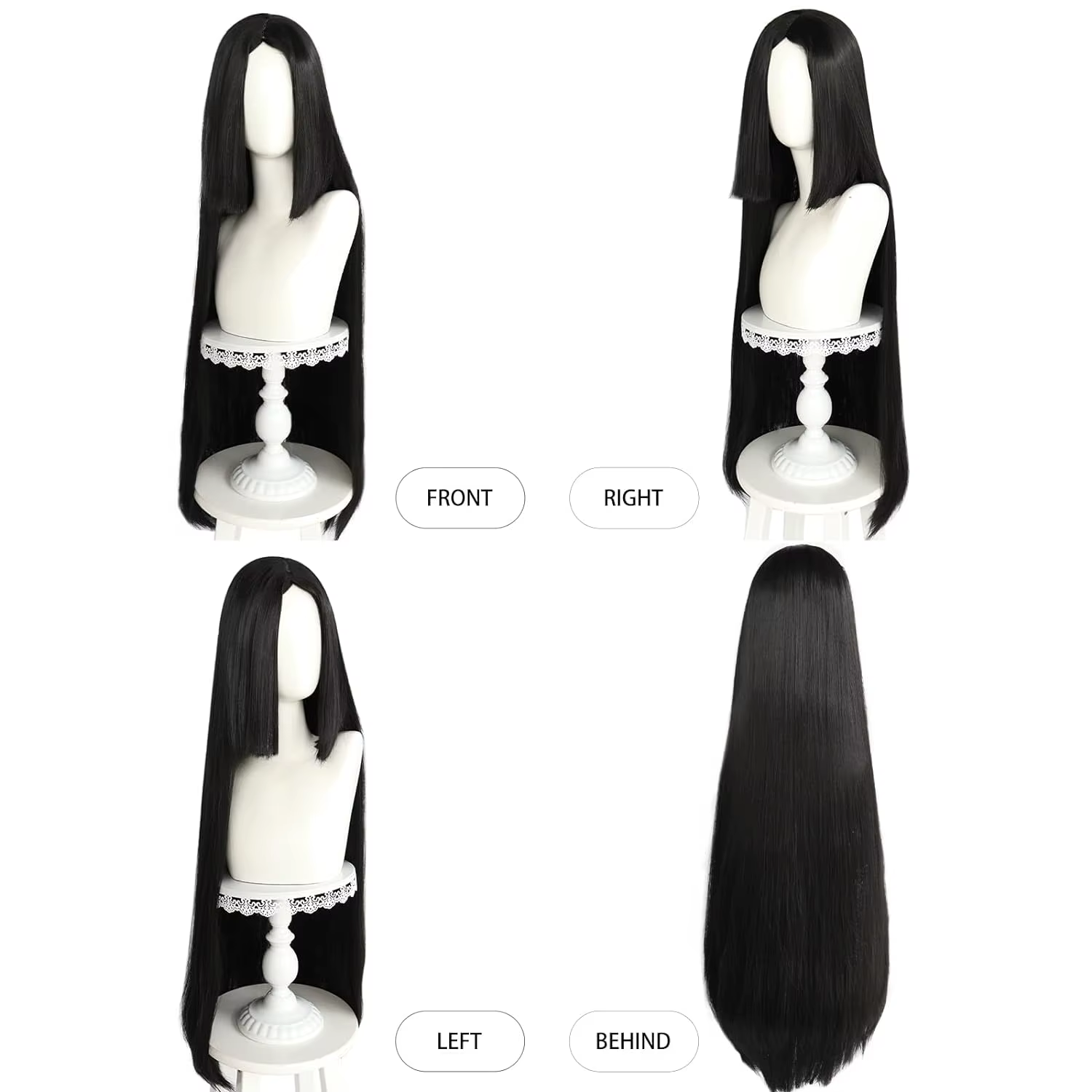 Boa Hancock-Perruque Synthétique Longue Noire Lisse pour Femme