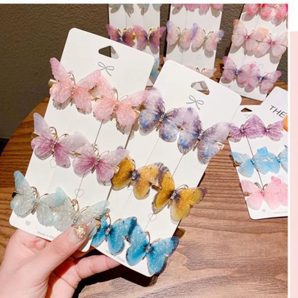 Épingle à cheveux papillon colorée pour femmes